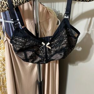 Panache Black Lace Bra with Bow Accent